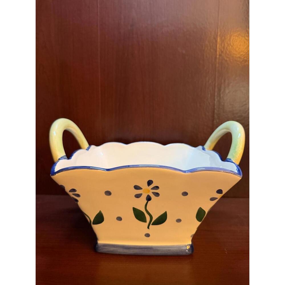 Pfaltzgraff Cloverhill Basket Decorative Serving Bowl Blue‎ Flower